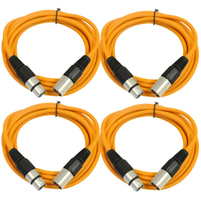 4 Pack of XLR Patch Cables 6 Foot Extension Cords Jumper - Orange and Orange image 1