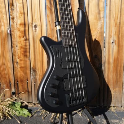 Schecter DIAMOND SERIES Stiletto-5 Stealth Pro - Satin Black Left Handed 5-String Electric Bass Guitar (2023) image 6