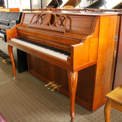 Young Chang 43" F-108 Queen Anne Console Piano | Satin Cherry | SN: 1326582 image 2