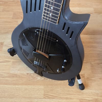 Resonator Guitar BLACK, Lipstick Pick Up. Single cone. Hollow Body & Cutaway image 1
