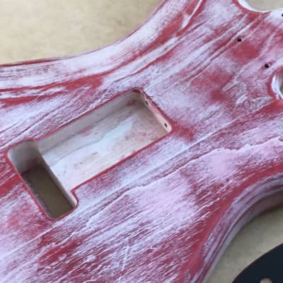 Lefty All Parts Strat Body Left Custom Heavy Relic HSH Candy Apple Red Stain Solid ASH Body 3.9 lb image 14