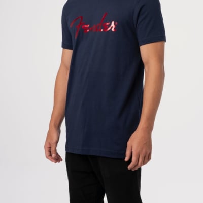 Fender Foil Spaghetti Logo T-Shirt, Blue, Size Small, Model #9123013096 image 5
