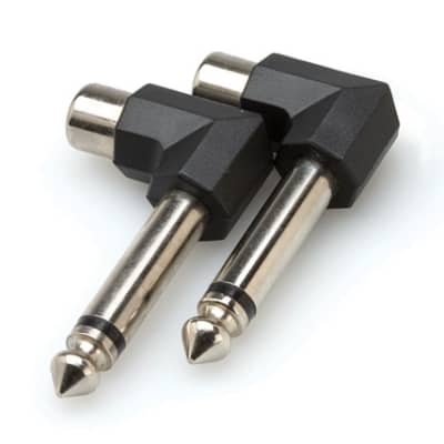Hosa GPR-123 Right-angle Adapters, RCA to 1/4 in TS, 2 Pieces image 2