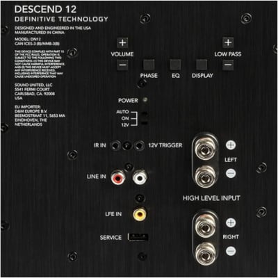 Definitive Technology Descend DN12 12" Subwoofer (2021 Model) - Optimized for Movies and Music, New 3XR Architecture, 1500W Peak Class H Amplifier & (2) Pressure-Coupled 12" Bass Radiators, Black image 9