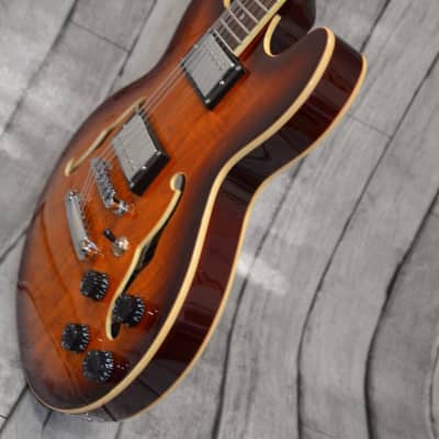 PHRED instruments DC39 Ash Brown Burst Double Cutaway Semi-Hollow 339 style 2020 Brown Burst image 14