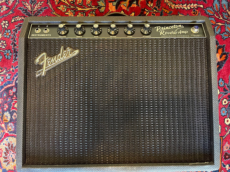 Fender Limited Edition '68 Princeton Reverb Black & Blue Combo Amplifier 2017 - black lacquered tweed image 1