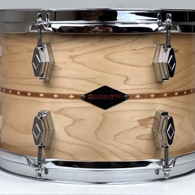 Craviotto 18/11/13/5x14" VIDEO Solid Maple 2024 - Gloss Maple w/ Mahogany Inlay image 14