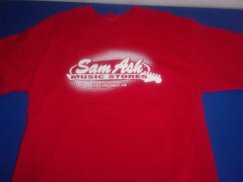 Sam Ash Music Stores Red T Shirt mint but wrinkled pro shirt | Reverb