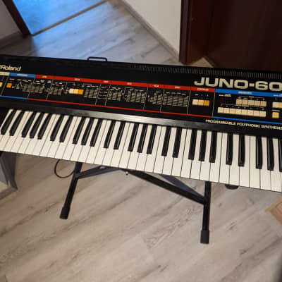 Roland Juno-60 61-Key Polyphonic Synthesizer, Boss FV-200 Expression Pedal, Roland DP-2 Hold Pedal, Kenton PRO DCB Mk3, Original Patch Cassette