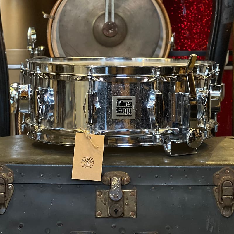 VINTAGE 1960's Fibes 5x14 Chrome over Fiberglass Snare Drum Reverb