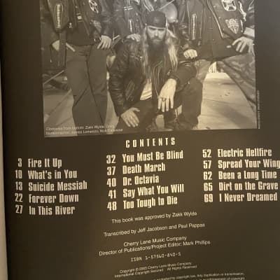 Zakk Wylde Black Label Society Mafia Guitar Tab Book Cherry