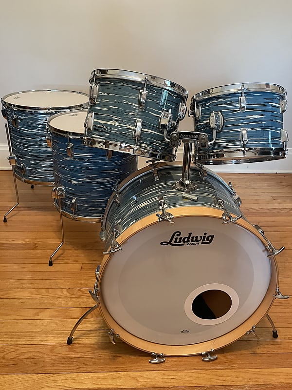 Ludwig Hollywood Drum Set 1971 Blue Oyster Pearl Reverb