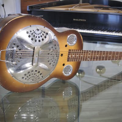 Immagine 1960s Dobro Resophonic Square-Neck Guitar Rudy Dopyera Made Long Beach CA All Original Sunburst - 9