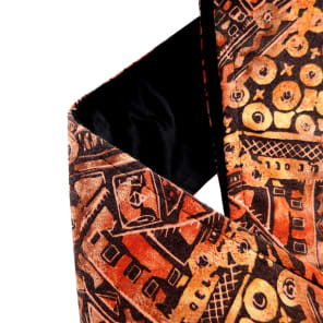 Vintage African Print Guitar Strap Artisan Handmade Earth Tone  Brown, Black, Cream, Terracotta image 3