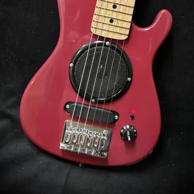 Unbranded Mini Strat Roadie Travel Guitar w Integrated speaker - Red image 2