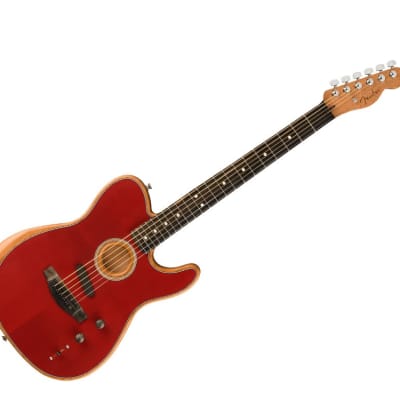 Fender American Acoustasonic Telecaster Solid Body Acoustic Guitar Ebony/Crimson Red - 0972018238 image 1