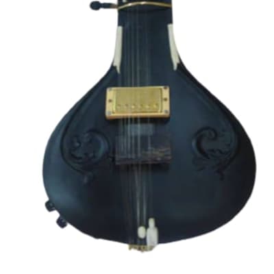 Matte Black Humbucker Pickup Indian Acoustic Electric Fusion Sitar Guitar. Niladri Kumar Style. Cedar image 1