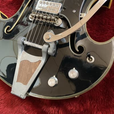 c.1968- Firstman Liverpool 67 MIJ Vintage Semi Hollow Body Guitar “Black” image 5
