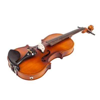 Glarry 4/4 Solid Wood EQ Violin Case Bow Violin Strings Shoulder Rest Electronic Tuner Connecting Wire Cloth 2020s - Matte image 9