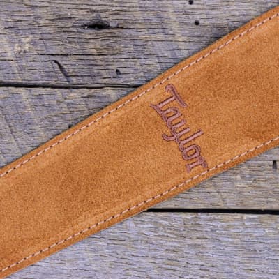 Taylor 2.5" Embroidered Suede Guitar Strap- Honey image 2