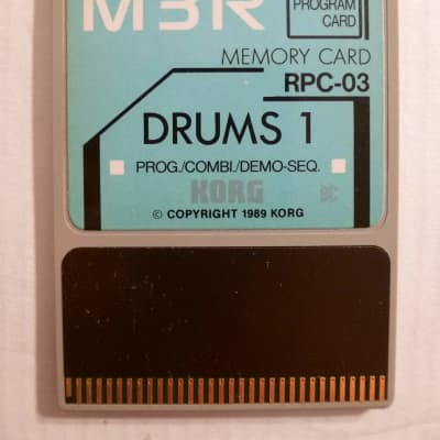 Tested 100% working! RARE Korg RPC-03 DRUMS 1 Program/Combi ROM Memory Card RPC03 for M3R rackmount Synth module // from RSC-3S set [ use with (requires) M1 MSC-03 PCM card ] for M3-R vintage rack-mount synthesizer