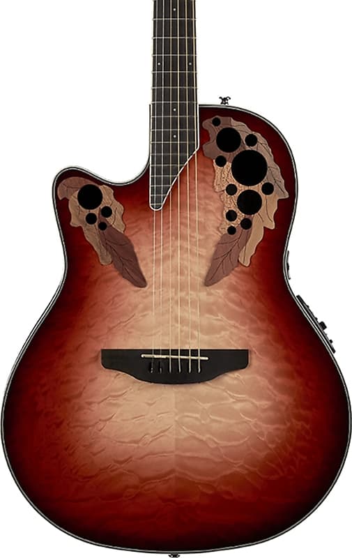 Ovation CE44LX-1R Celebrity Elite Exotic Lefty A/E Guitar, Ruby Red Burst image 1
