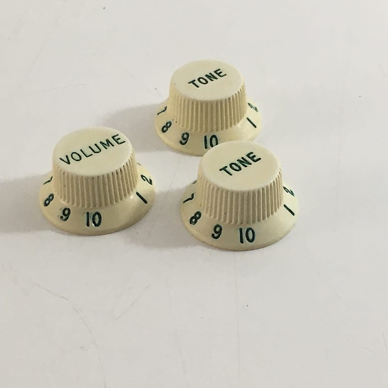 Fender Pure Vintage Reissue Strat Knobs Parchment Aged White Reverb