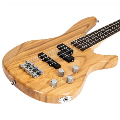 New Glarry GIB 4 String Bass Guitar Full Size SS pickups w/20W Amplifier Burlywood image 6
