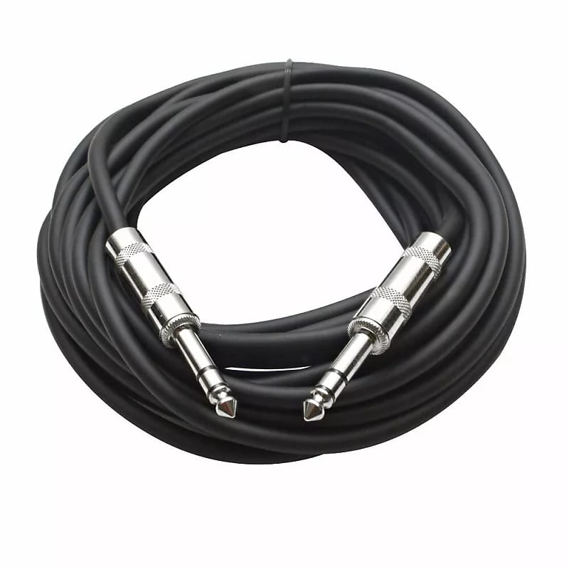1/4" Trs 25' Patch Cable - Balanced - Effects, Eq, Mixer - Black image 1