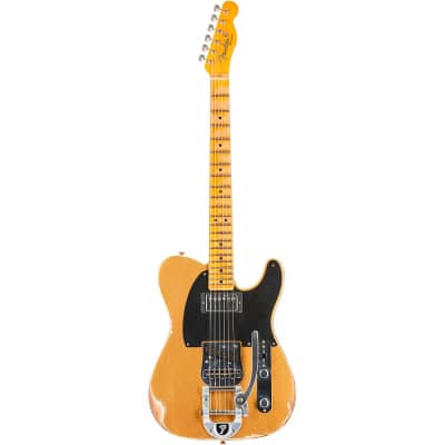 Fender Custom Shop '50s Vibra Telecaster Limited-Edition Heavy Relic Electric Guitar Aztec Gold image 3