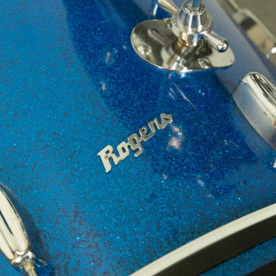 1960s Rogers Swingtime Blue Sparkle Pearl Drum Set image 12