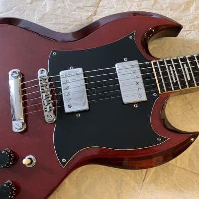 Ampeg  SG type e. guitar  STUD GE series Set Neck  70s Maxon Humbuckers! - Wine Red MIJ Very Good Condition image 6