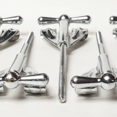 (10) Ludwig Bass Drum Tension Rods & Claws, Faucet Style Handles, 5.25"  Rods - 1960's image 7