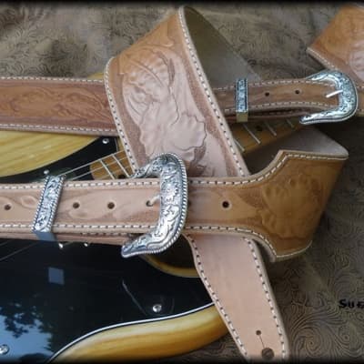Natural Italian Leather Guitar Strap \\ Saddle Brown \\ 3.25 Wide — Linny  Kenney