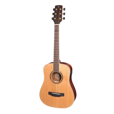 Timberidge '4 Series' Left Handed Cedar Solid Top Acoustic-Electric Traveller Mini Guitar (Natural Satin) for sale