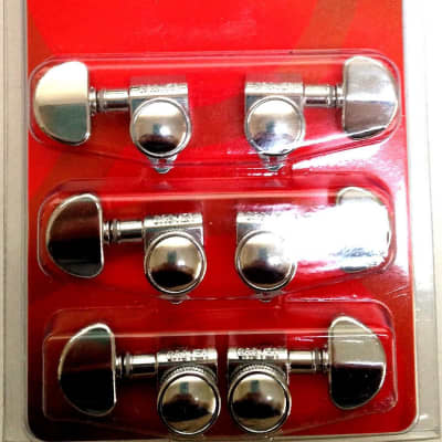 Grover 502C Roto-Grip Locking Rotomatics with Round Button - Guitar Machine Heads, 3 + 3 - Chrome image 1