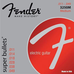 Fender Super Bullet Strings, Nickel Plated Steel, Bullet End, 3250M Gauges .011-.049, (6) 2016
