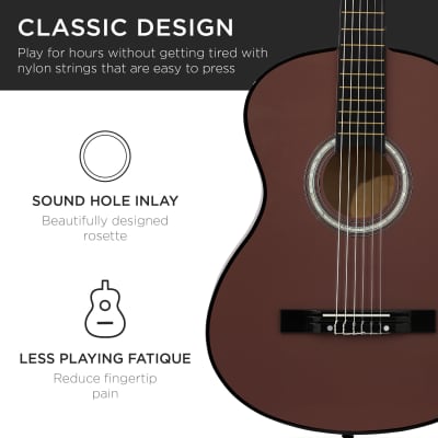 Best Choice Products Beginner Acoustic Guitar Set w/ Case, Strap, Strings - 38in-Natural Mahogany image 19