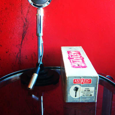Vintage 1960's Astatic D-104 crystal "Lollipop" microphone Chrome w F-11 adapter & box Hi Z harp HAM radio JT30 T3 DR10 image 1
