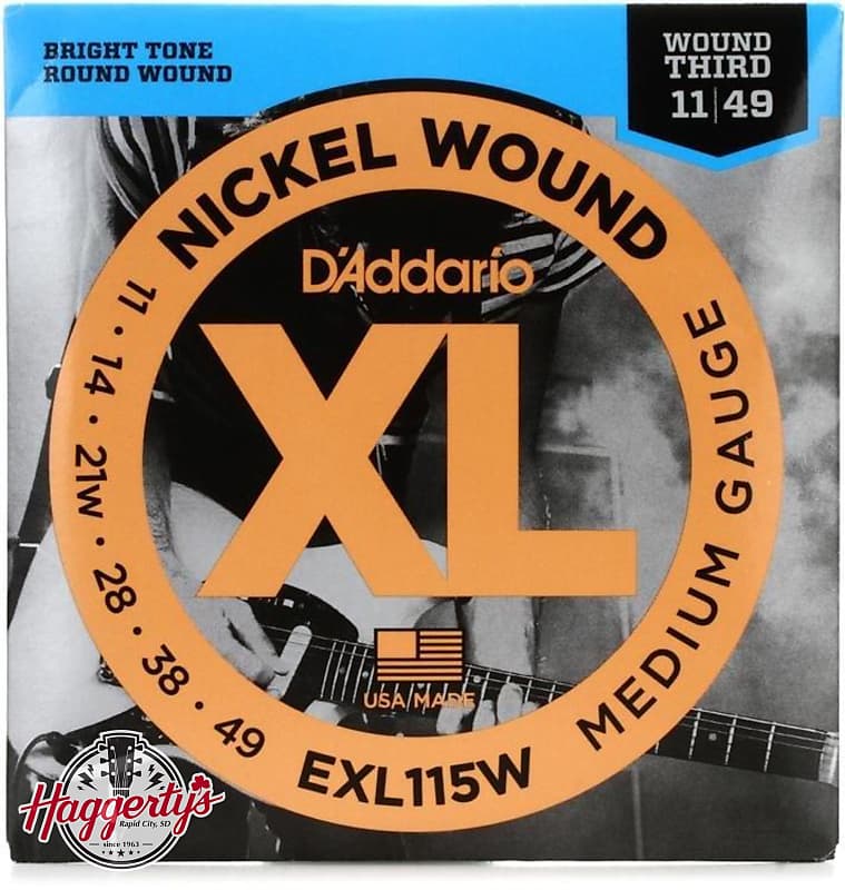 D'Addario EXL115W Wound Third Electric Guitar Strings 11-49 image 1