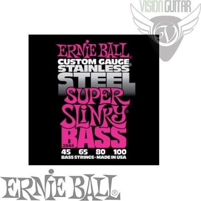 Ernie Ball 2844 Stainless Steel Super Slinky BASS Strings (Gauge 45-100)