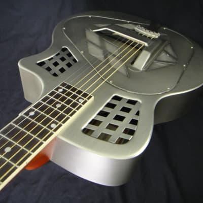 Tricone Tri-Cone Resonator Guitar - Brushed Steel Finish image 5