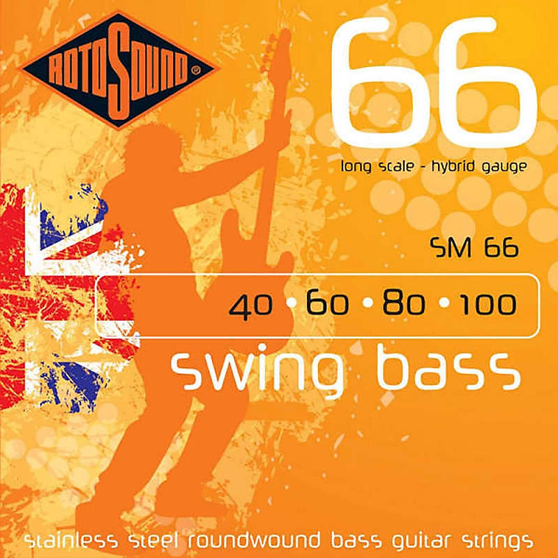 Rotosound SM66 Swing Bass 66 Stainless Steel Hybrid Electric Bass Strings (40-100) image 1