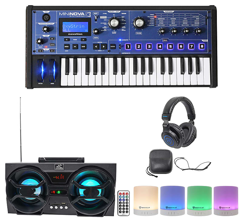 Novation MiniNova 37-Key Compact USB MIDI Keyboard+Headphones+Bluetooth  Speakers