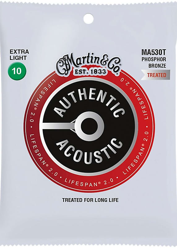Martin MA530T Authentic Acoustic Lifespan 2.0 Phosphor Bronze Extra Light image 1
