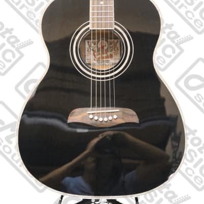 Oscar Schmidt Folk Style Acoustic Guitar, Select Spruce Top, Black, OF2B image 7