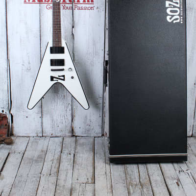 Sozo Z Series ZVW Flying V Electric Guitar White w Black Bevel w Hardshell Case image 2