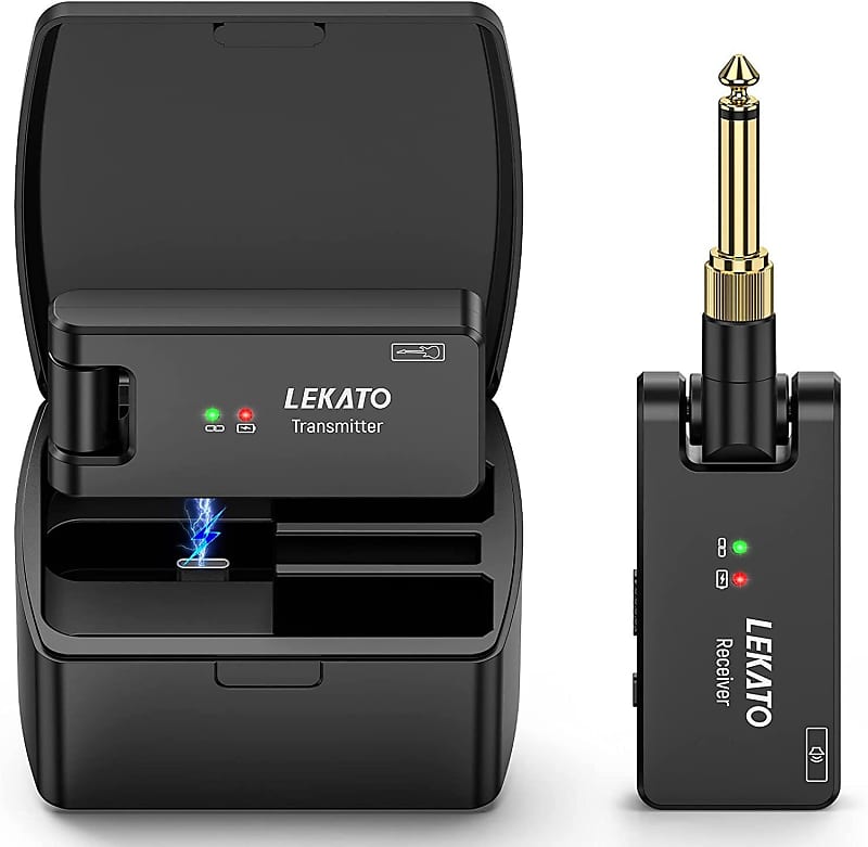 LEKATO  2.4GHz Wireless Electric Guitar Bass Transmitter Receiver System + Charging Box image 1