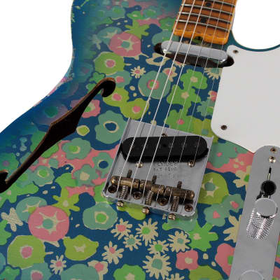 Fender Custom Shop LTD Double Esquire Thinline Custom Relic, Blue Flower image 4