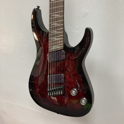 Schecter Omen Elite-7 Multiscale Black Cherry Burst Blem image 3